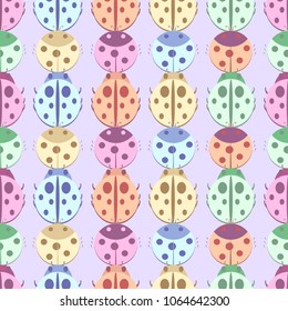 Seamless abstract pattern with ladybug . Vector illustration. Pattern for card, invitation, wrapping paper, textile fabric 