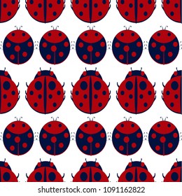 Seamless abstract pattern with ladybug . Vector illustration. Pattern for card, invitation, wrapping paper, textile fabric 