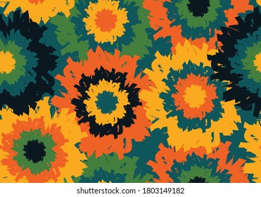 Seamless abstract pattern of large multicolored flowers. Colorful blots.