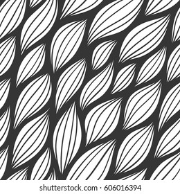 Seamless abstract pattern with leaves. Vector illustration with abstract petals. Colorful texture.