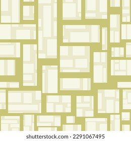 patrón abstracto sin fisuras en tonos olivos claros de formas rectangulares dispuestas de forma caótica para imprimir sobre tejidos, embalajes y para decorar interiores y etapas