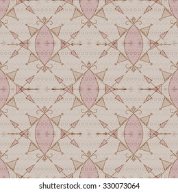 Seamless abstract pattern. Light pink color. Tribal style. A geometric design. Ethnic elements. Vector illustration.