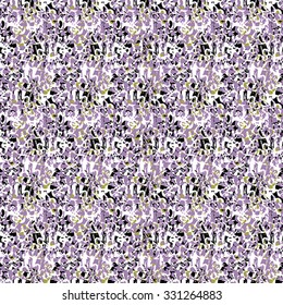 Seamless abstract pattern with lilac, black and yellow elements