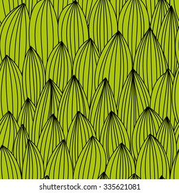 seamless abstract pattern with linear leaves in the form of scales. Similar to the brush.You can change the background to your.