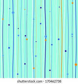 Seamless abstract pattern with lines and dots on a vibrant blue background
