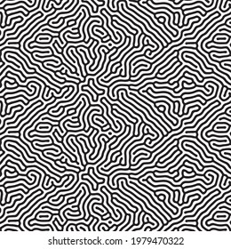 Nahtloses abstraktes Muster mit Linien in Monochrom. Abstraktes Hintergrunddesign. Schwarz-Weiß-Muster.