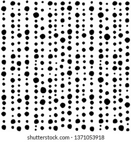 Seamless abstract pattern of little black shabby dots or spots on white. Hand drawn, offhand style. Decorative wallpaper, good for printing. Vector illustration. Black and white.