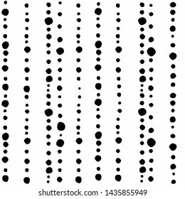 Seamless abstract pattern of little black shabby dots or spots on white. Hand drawn, offhand style. Decorative wallpaper, good for printing. Vector illustration. Black and white.