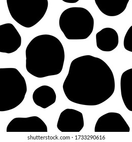 Seamless abstract pattern of little black shabby dots or spots on white. Hand drawn, offhand style. Decorative wallpaper, good for printing. Vector illustration. Black and white.