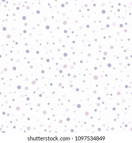 Seamless abstract pattern of little circles of purple and violet pastel colors. Kaleidoscope background. Decorative wallpaper, good for printing. Vector illustration.