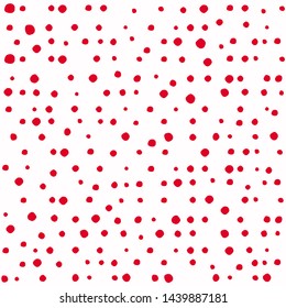 Seamless abstract pattern of little red shabby dots or spots on white. Hand drawn, offhand style. Decorative wallpaper, good for printing. Vector illustration. Black and white.