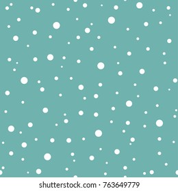 Seamless abstract pattern with little white circles and dots on powder blue background. Kaleidoscope background. Geometric wallpaper, good for printing. Vector illustration.