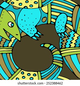 Seamless abstract pattern with lizard. colorful 9