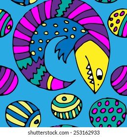 Seamless abstract pattern with lizard. colorful 16