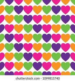 Seamless abstract pattern made of colored hearts