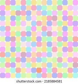 Seamless abstract pattern with many geometric squared rounded edges boxes. Vector design. Paper, cloth, fabric, cloth, dress, napkin, print, present,  shirt, boy, girl, concepts. Sweet multicolor.
