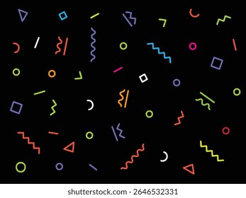 Seamless abstract pattern. Memphis Card with geometric elements. Vector banner in retro style. Fashion 90s 80s. Printed matter, paper, fabric. Beautiful book design, poster, cover, and advertising.