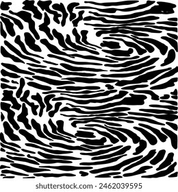 Seamless abstract pattern mimicking black and white zebra stripes, ideal for backgrounds and textures.