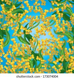 Seamless abstract pattern with mimosa. Textile, paper, texture.