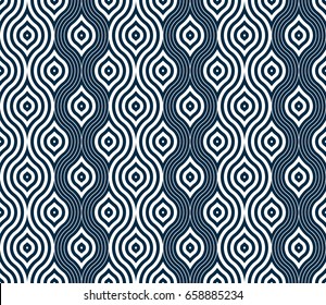 Seamless abstract pattern. Modern stylish decorative background with structure of repeating waves and petals with vertical striped texture.