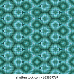 Seamless abstract pattern. Modern stylish decorative background with structure of repeating waves and circles with vertical/horizontal striped texture.