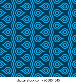 Seamless abstract pattern. Modern stylish decorative background with structure of repeating waves and drops with striped texture.