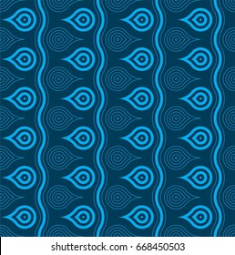 Seamless abstract pattern. Modern stylish decorative background with structure of repeating waves and drops with striped texture.