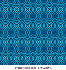 Seamless abstract pattern. Modern stylish decorative background with structure of repeating waves and drops with striped texture.