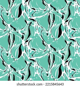 Seamless abstract pattern, modern surface design with artistic texture in blue, white. An elegant design background with a marbled, striped texture that looks like paint smudges and smudges. Vector.