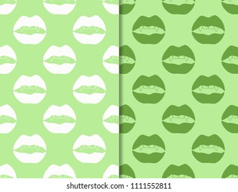 seamless abstract pattern with mouth, female lips, vampire teeth