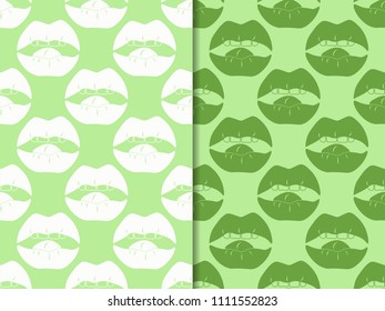 seamless abstract pattern with mouth, female lips, teeth, tongue