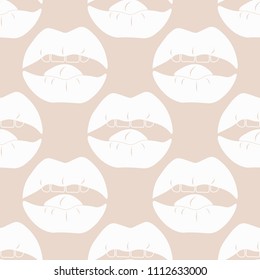 seamless abstract pattern with mouth, female lips, teeth, tongue