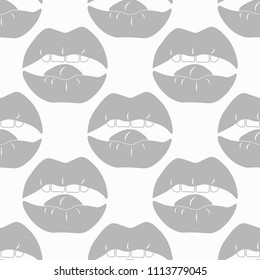 seamless abstract pattern with mouth, female lips, teeth, tongue