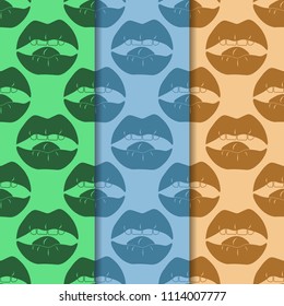 seamless abstract pattern with mouth, female lips, teeth, tongue