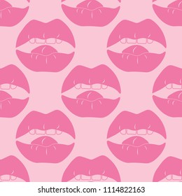 seamless abstract pattern with mouth, female lips, teeth, tongue