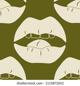 seamless abstract pattern with mouth, female lips, teeth, tongue