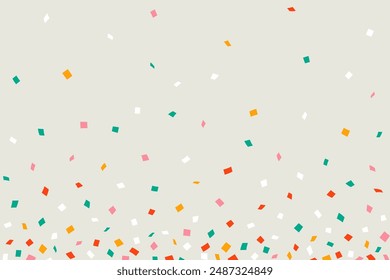 Seamless abstract pattern of multicolor falling confetti on a light background, flat style