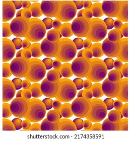 Seamless abstract pattern of multicolored circles on a white background in retro style. Geometric vector seamless pattern in retro style.  Golden gradient circles. Abstract textile ornament.