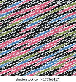 Seamless abstract pattern with multi-colored diagonal stripes.
