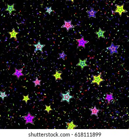 Seamless abstract pattern with multicolored stars