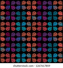 Seamless abstract pattern. Multi-colored vector on a black background.