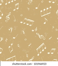 Seamless abstract pattern with music symbols. Vector illustration.