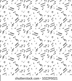 Seamless abstract pattern with music symbols. Vector illustration.