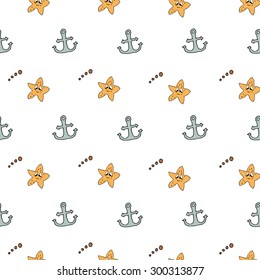 Seamless abstract pattern nautical and marine background.