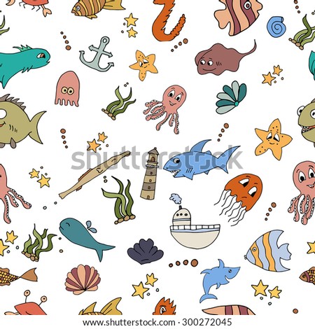 Seamless abstract pattern nautical and marine background.