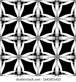 Seamless abstract pattern.Art Nouveau style.Flat design.White pattern on a black background.Black and white graphics.For the design and decoration of fabric, paper, Wallpaper and packaging.