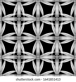 Seamless abstract pattern.Art Nouveau style.Flat design.White pattern on a black background.Black and white graphics.For the design and decoration of fabric, paper, Wallpaper and packaging.