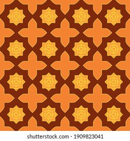 Seamless abstract pattern on Arabic themes. Geometric shapes on a brown background, vector illustration