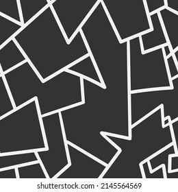 Seamless abstract pattern on black background. Vector wallpaper.  Graphic contour striped ornament.