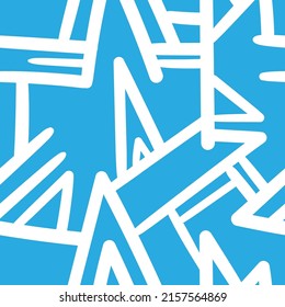 Seamless abstract pattern on blue background. Vector wallpaper.  Graphic contour striped ornament.